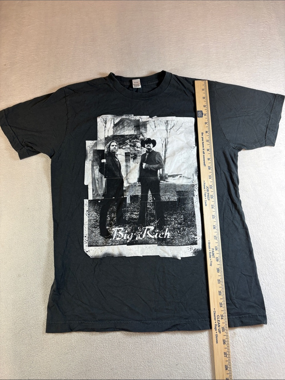 Tultex Black Big & Rich Graphic Tee - Black and White Print